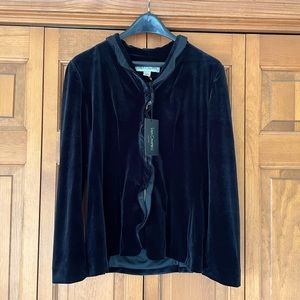 Sarah Campbell Black Velvet Ruffle Long Sleeve Jacket